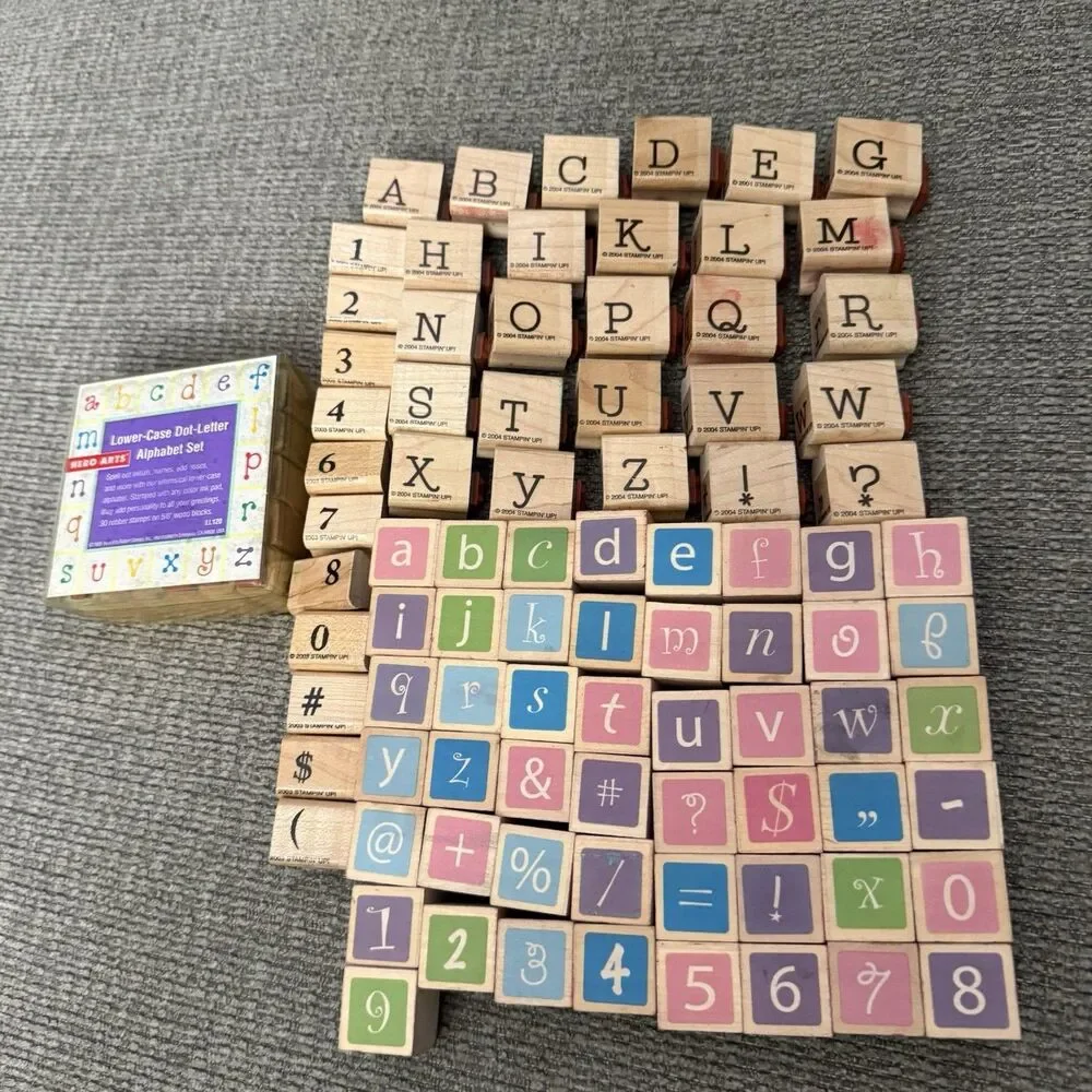 Huge Lot 100+ Wooden Rubber Stamps Alphabet Numbers & Symbols Crafting Stampin